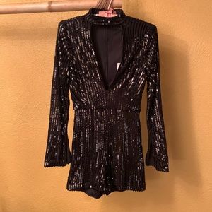 Dolls Kill, Womans Romper, Black Sequin Short Jumpsuit, Size Small